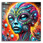 Alien's Portrait Vibrant Abstract by Rey Klimt acrylic glass wall art