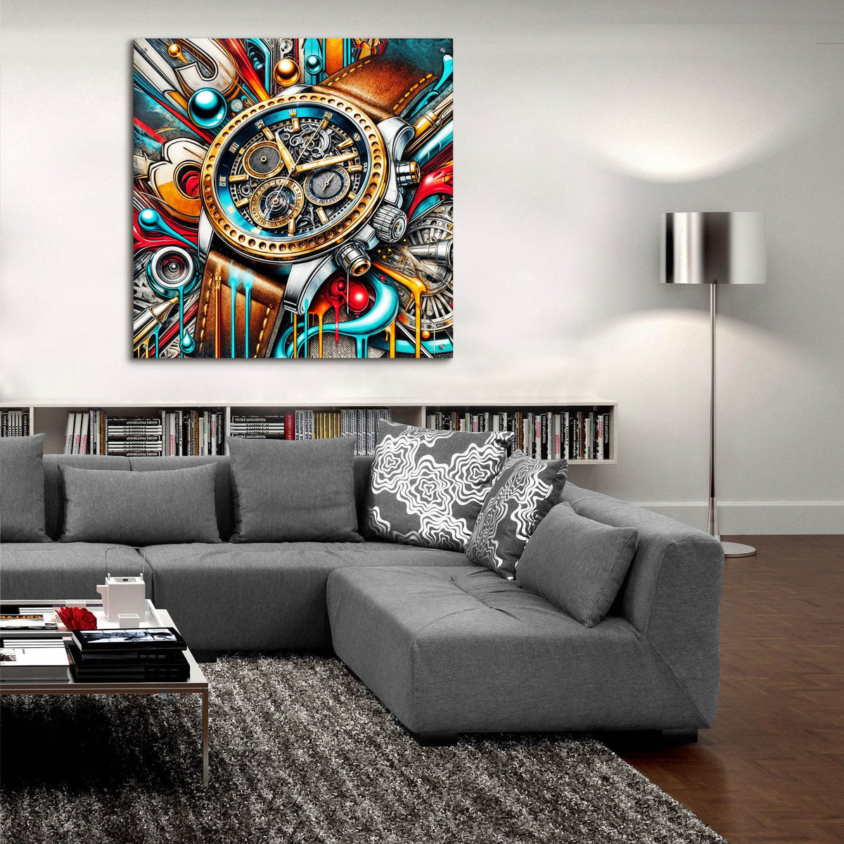 Abstract Watch by Rey Klimt - 36x36 acrylic wall art in a room