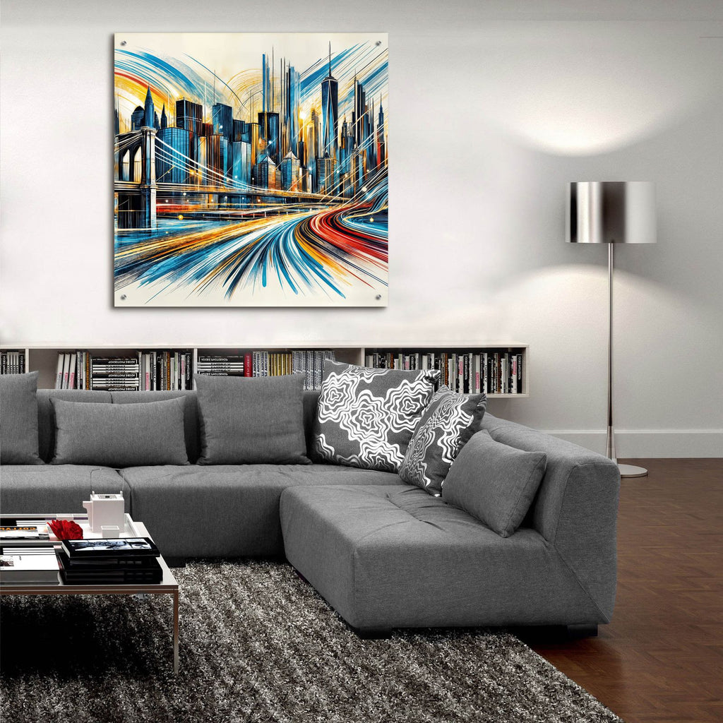 Abstract New York City by Rey Klimt - 36x36 acrylic wall art in a room