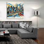 Abstract New York City by Rey Klimt - 36x36 acrylic wall art in a room