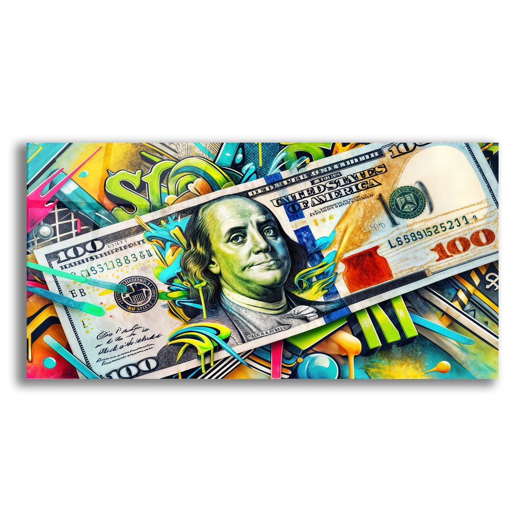 100$ Graffiti by Rey Klimt acrylic glass wall art