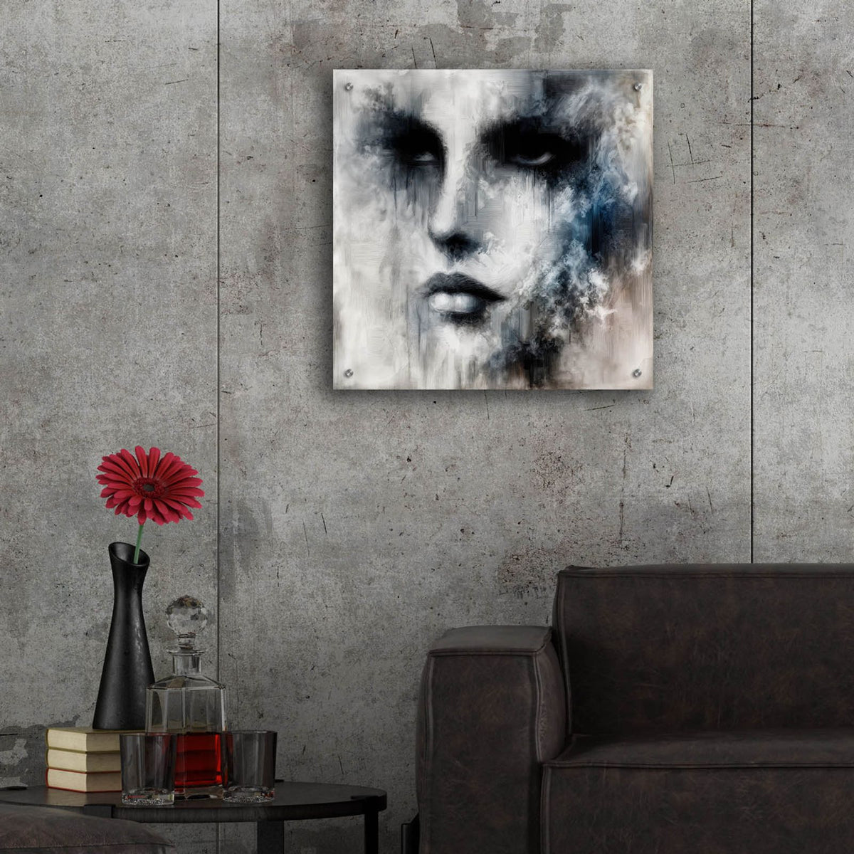 Abstract Face 1 by Rey Klimt - 24x24 acrylic wall art in a room
