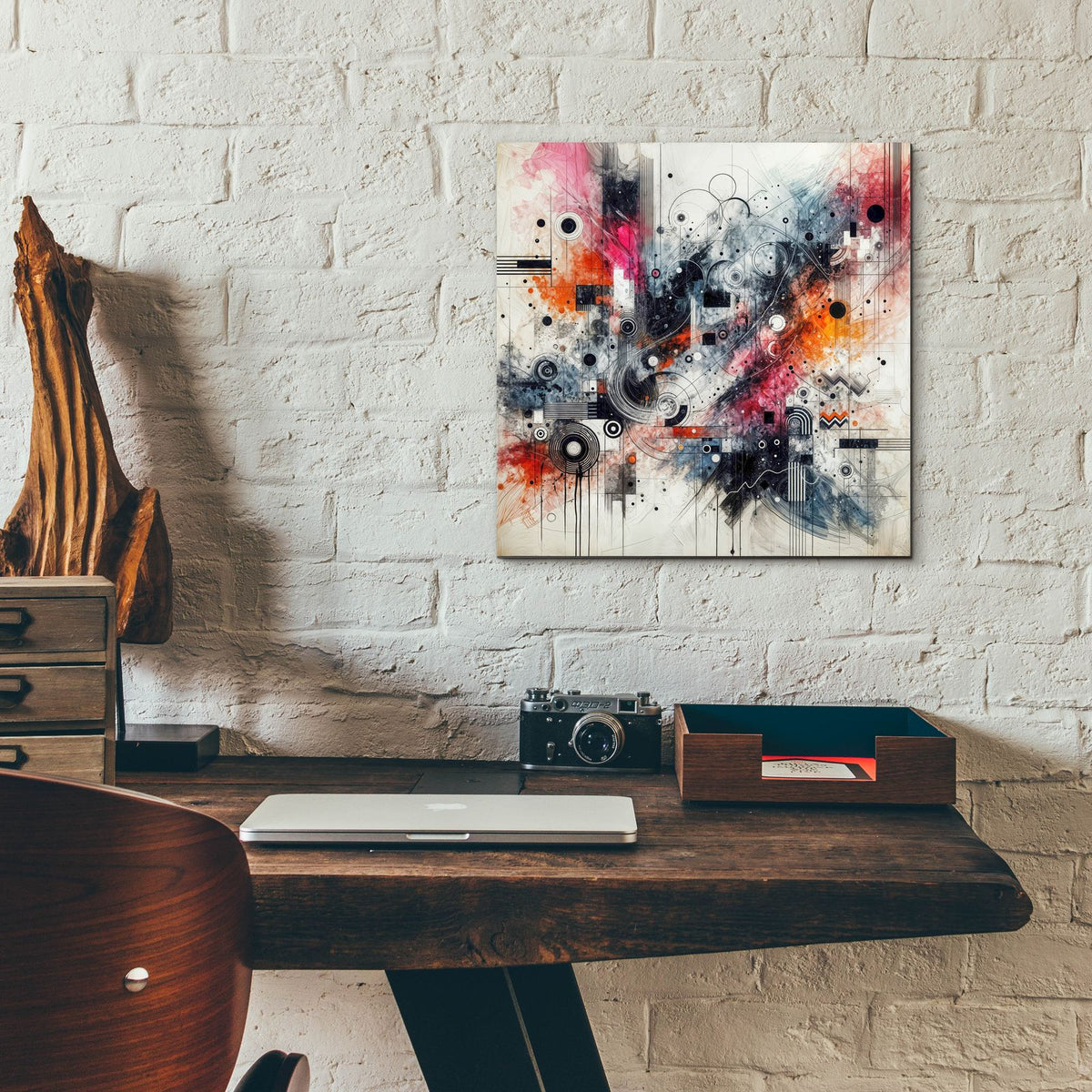 Abstract With Pink by Rey Klimt - 12x12 acrylic wall art in a room