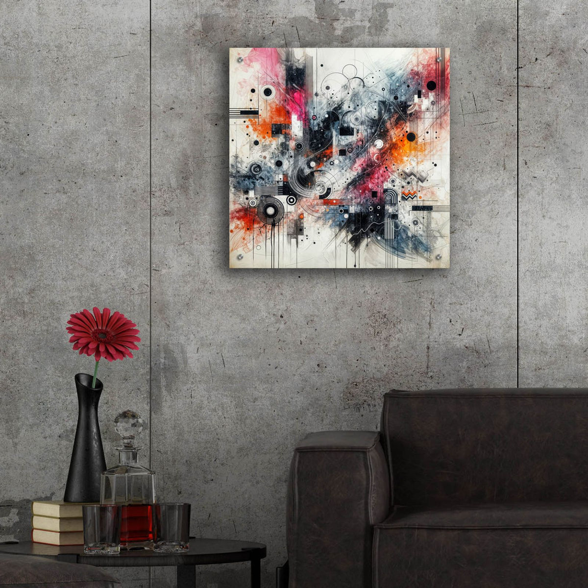 Abstract With Pink by Rey Klimt - 24x24 acrylic wall art in a room