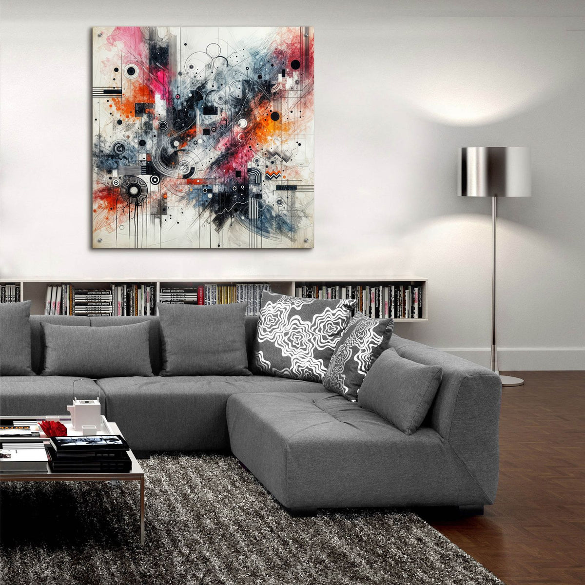 Abstract With Pink by Rey Klimt - 36x36 acrylic wall art in a room