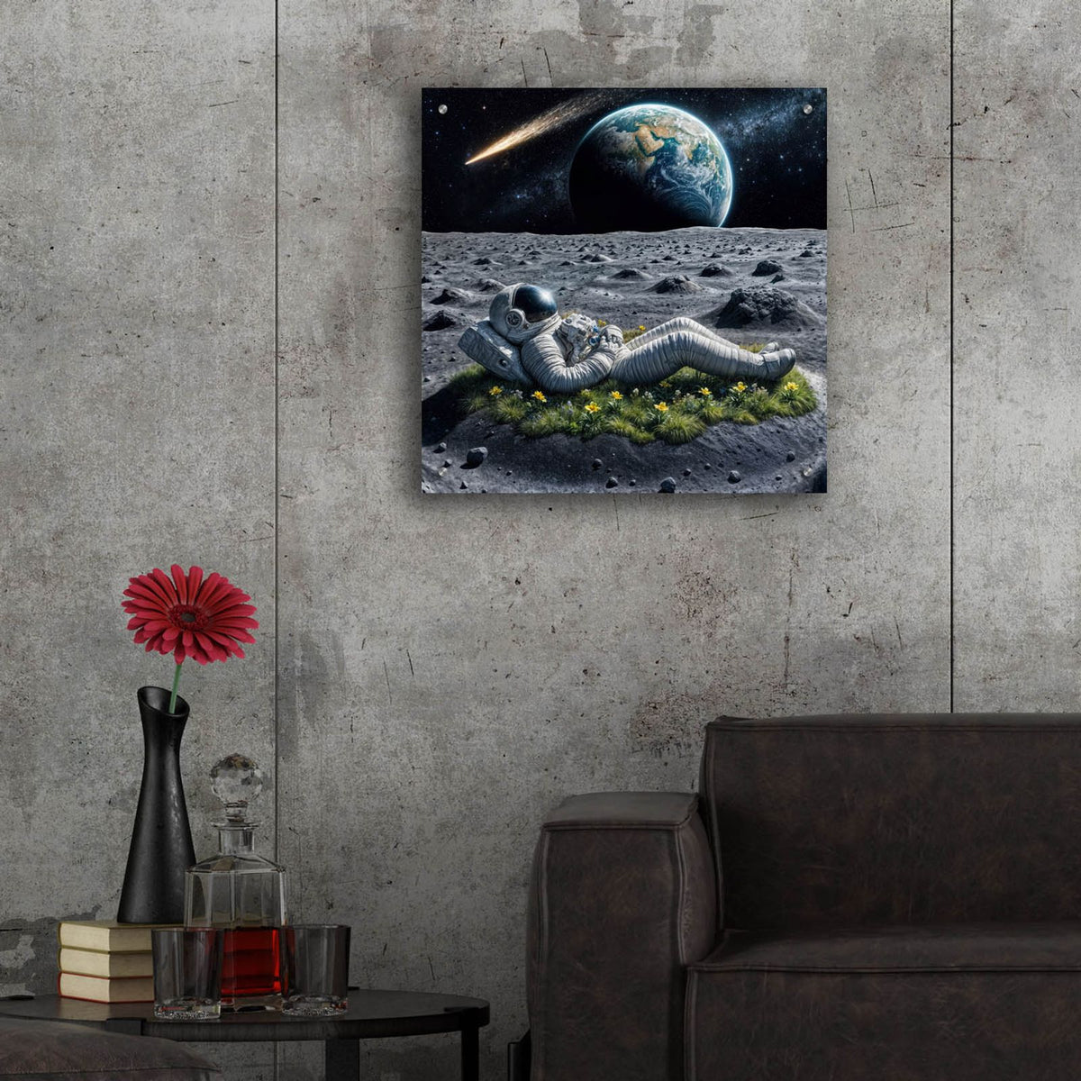 Astronaut On Break by Rey Klimt - 24x24 acrylic wall art in a room