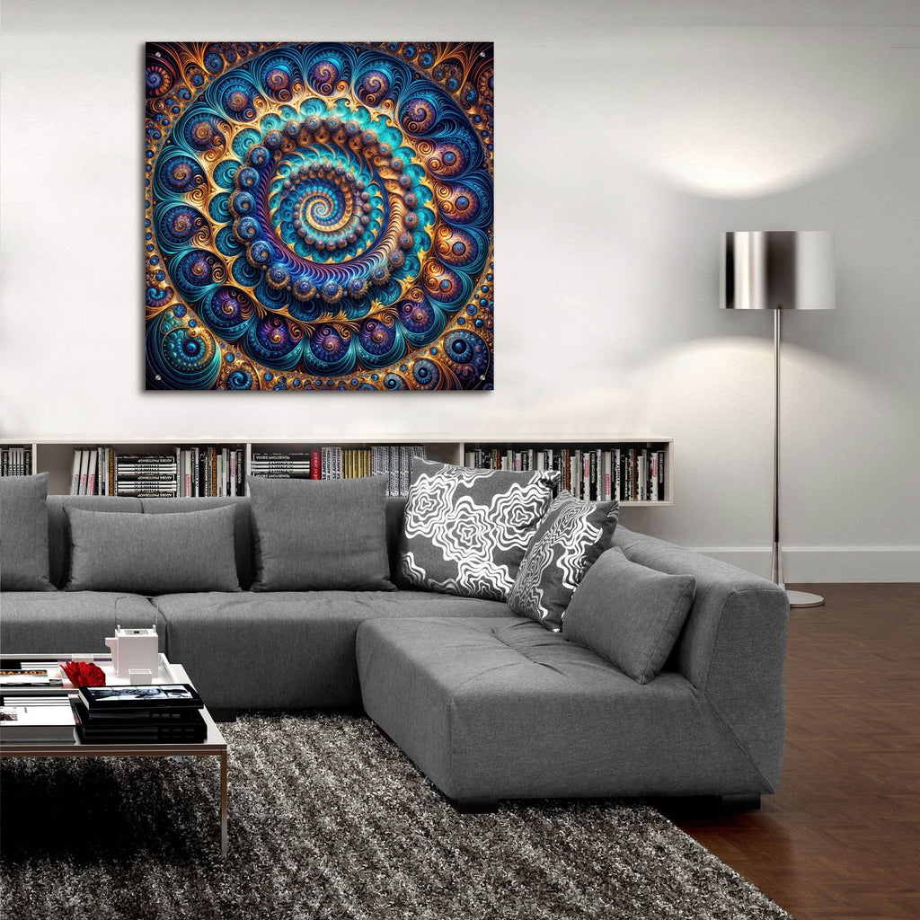 Blue & Gold Swirl by Rey Klimt - 36x36 acrylic wall art in a room