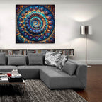 Blue & Gold Swirl by Rey Klimt - 36x36 acrylic wall art in a room