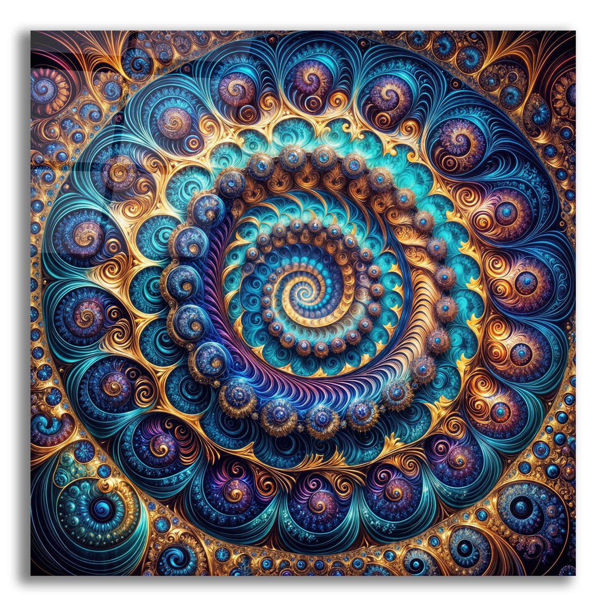 Blue & Gold Swirl by Rey Klimt acrylic glass wall art