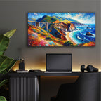California Coast - Bixby Creek Bridge, Hwy 1 by Rey Klimt - 48x24 acrylic wall art in a room