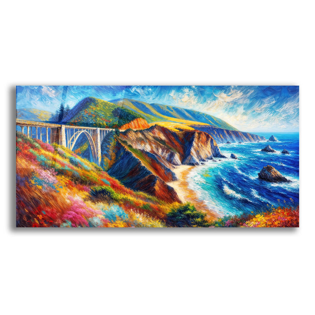 California Coast - Bixby Creek Bridge, Hwy 1 by Rey Klimt acrylic glass wall art