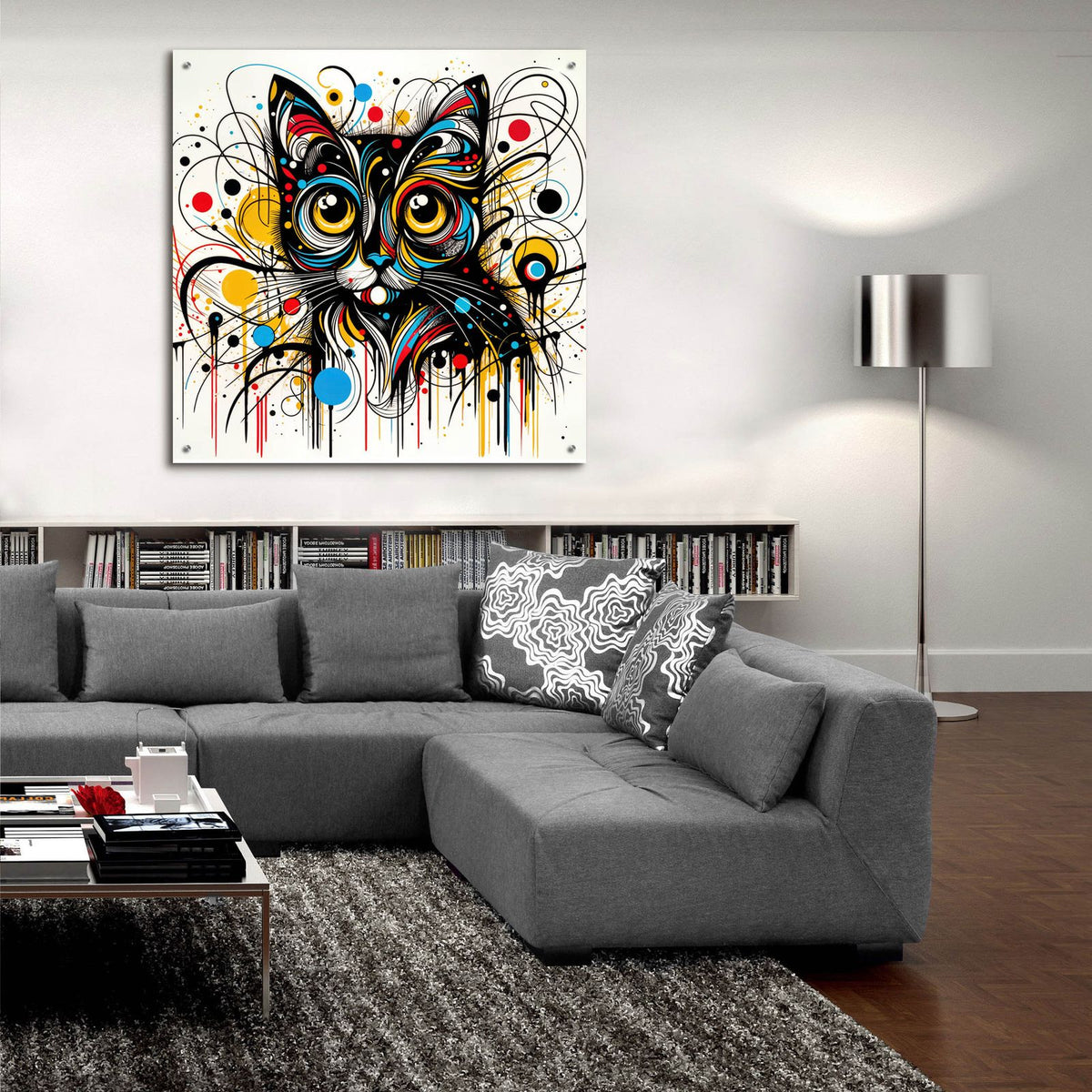 Cat Abstract 3 by Rey Klimt - 36x36 acrylic wall art in a room