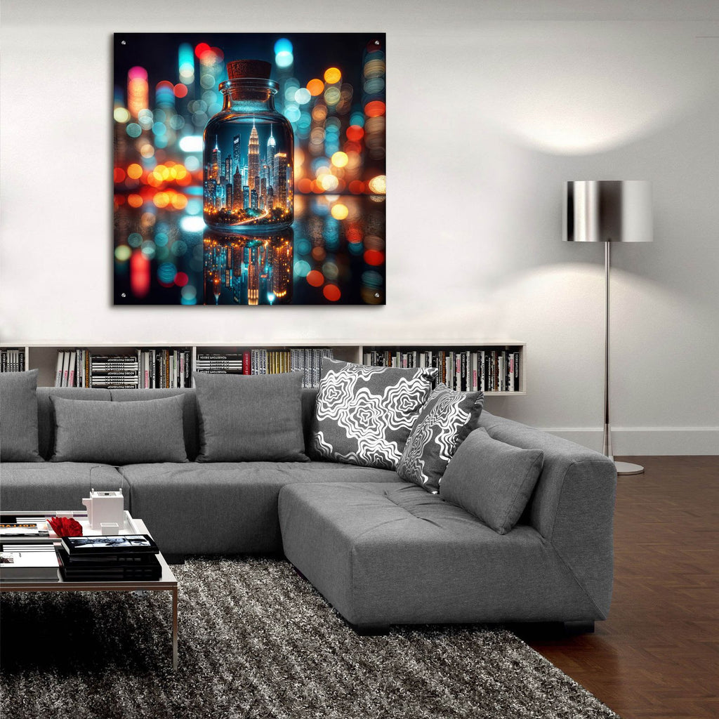 City In The Bottle by Rey Klimt - 36x36 acrylic wall art in a room
