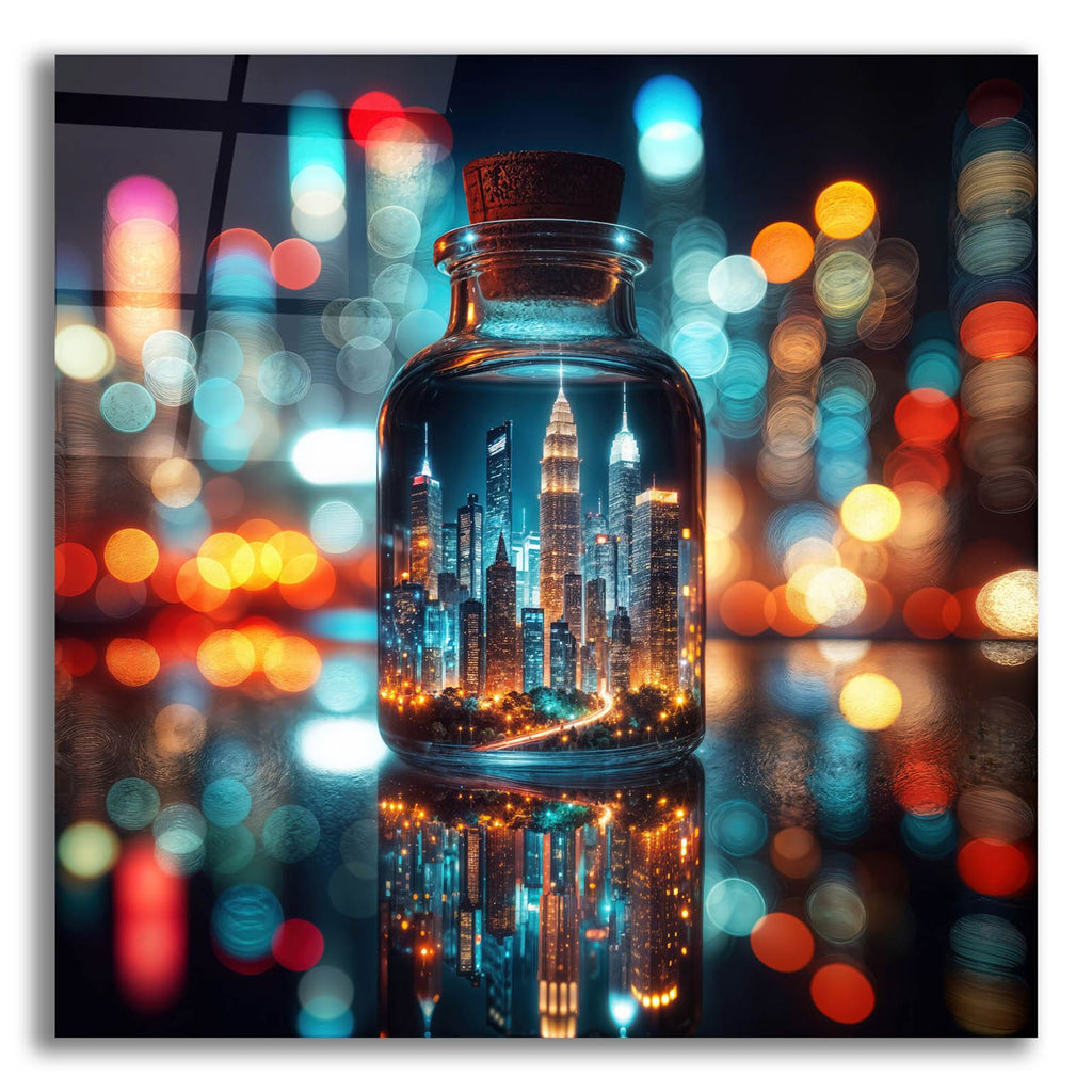 City In The Bottle by Rey Klimt acrylic glass wall art