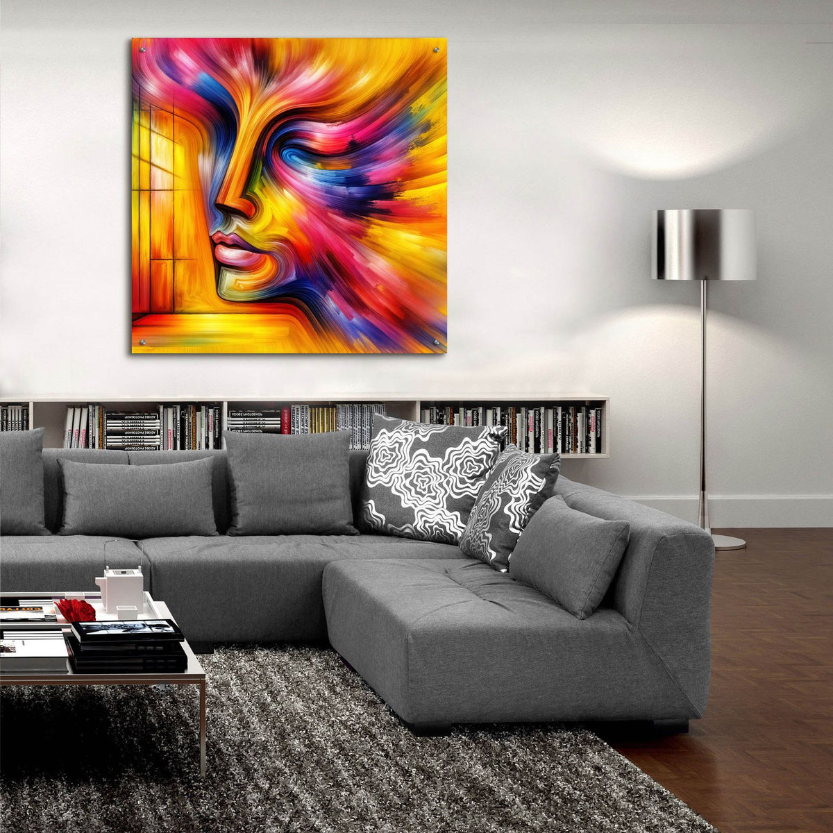 Face Abstract 1 by Rey Klimt - 36x36 acrylic wall art in a room