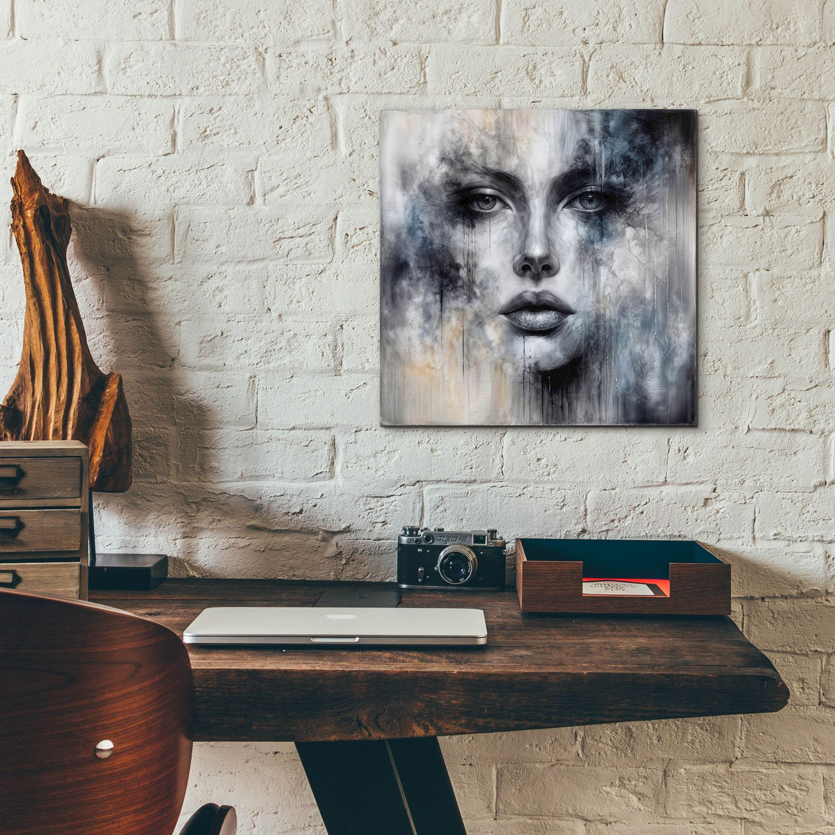 Face Abstract 2 by Rey Klimt - 12x12 acrylic wall art in a room