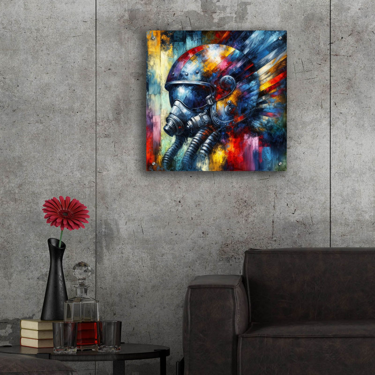 Fighter Pilot Abstract by Rey Klimt - 24x24 acrylic wall art in a room