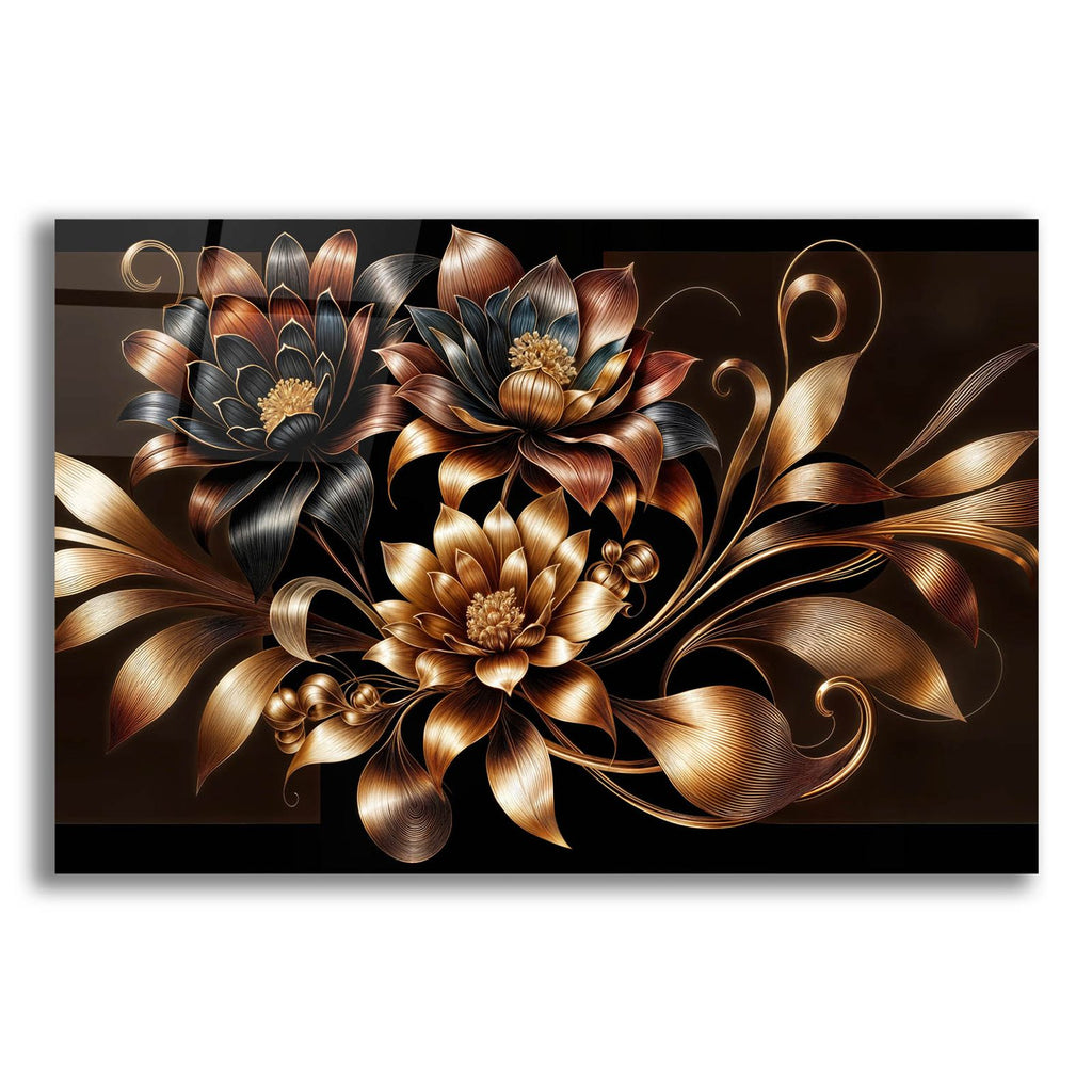 Gold Flowers by Rey Klimt acrylic glass wall art
