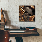 Golden Leaves by Rey Klimt - 12x12 acrylic wall art in a room