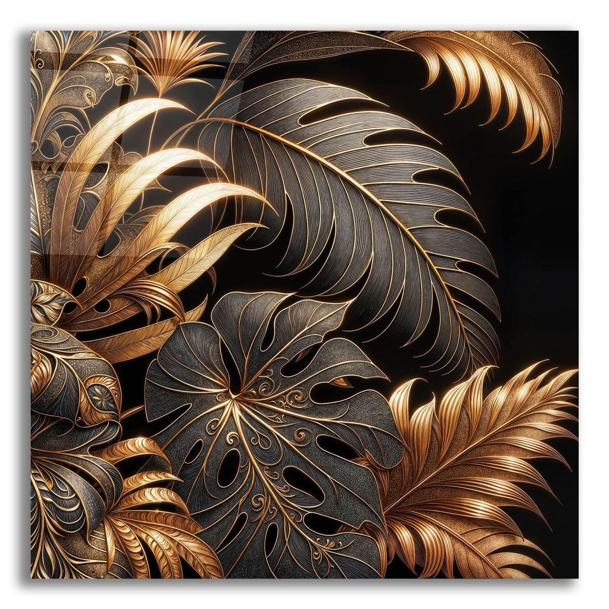 Golden Leaves by Rey Klimt acrylic glass wall art
