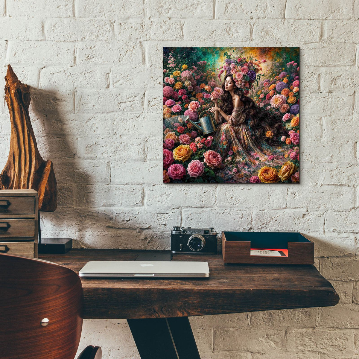 Lush Rose Garden by Rey Klimt - 12x12 acrylic wall art in a room