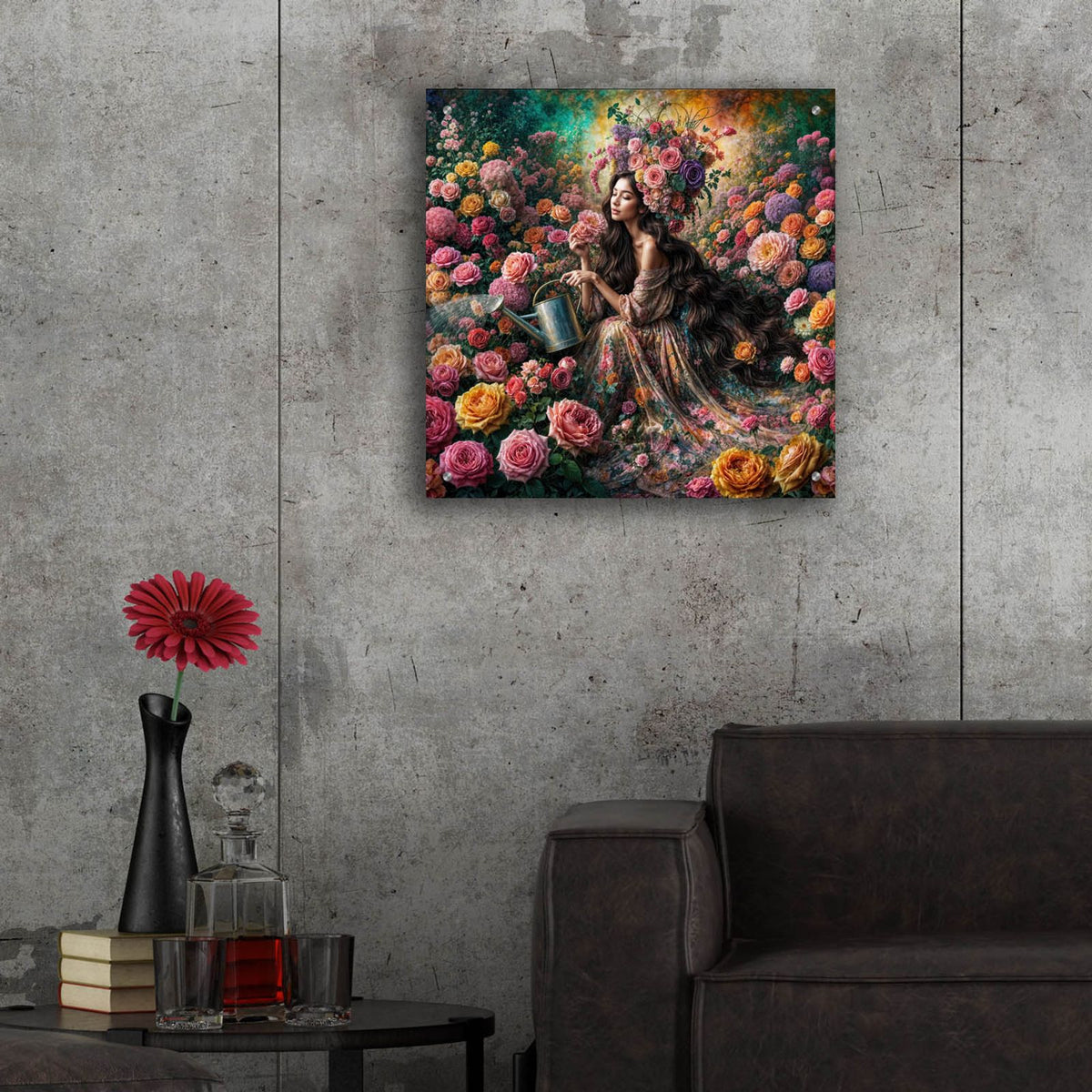 Lush Rose Garden by Rey Klimt - 24x24 acrylic wall art in a room