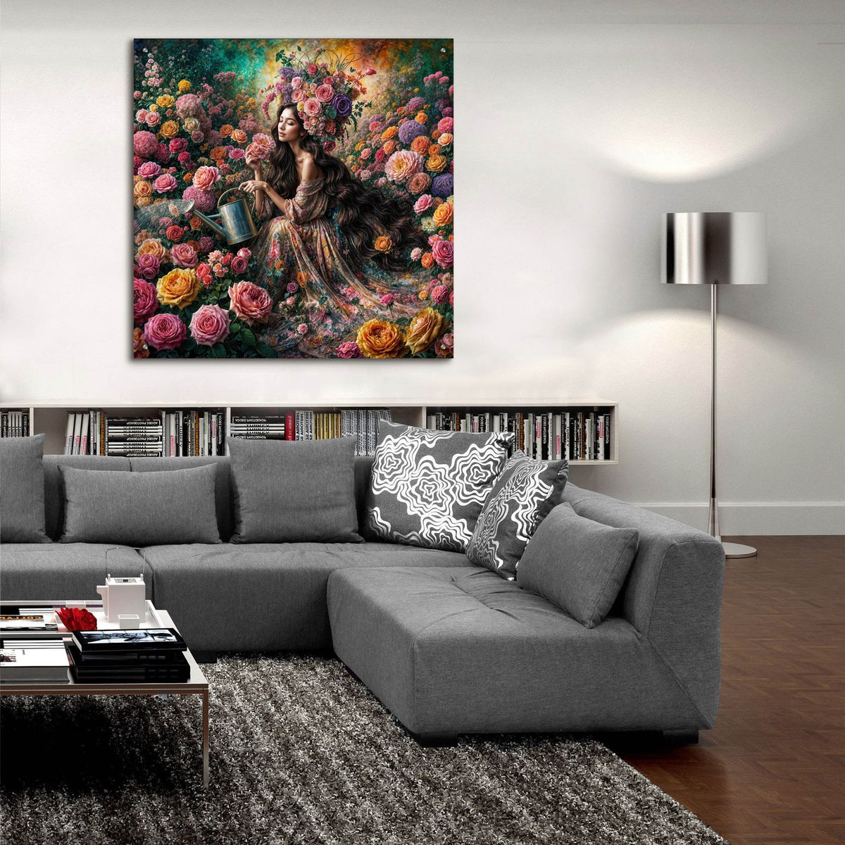 Lush Rose Garden by Rey Klimt - 36x36 acrylic wall art in a room