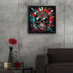 Paint Splash Skull by Rey Klimt - 24x24 acrylic wall art in a room