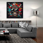Paint Splash Skull by Rey Klimt - 36x36 acrylic wall art in a room