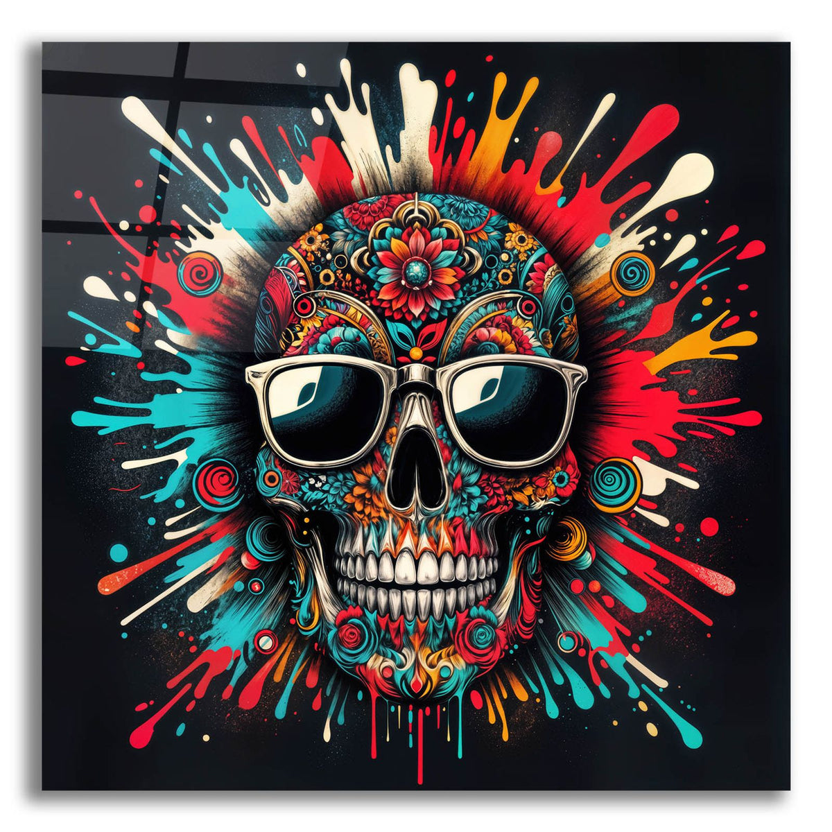 Paint Splash Skull by Rey Klimt acrylic glass wall art