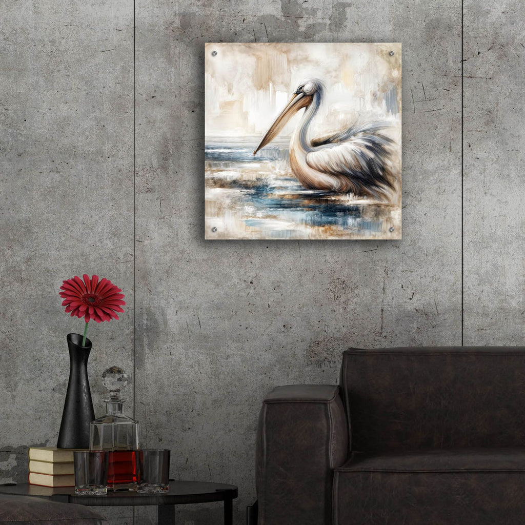 Pelican by Rey Klimt - 24x24 acrylic wall art in a room