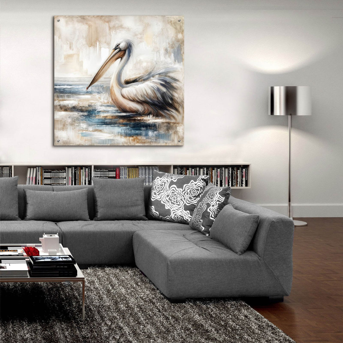 Pelican by Rey Klimt - 36x36 acrylic wall art in a room