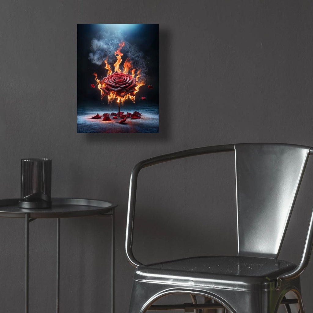 Red Rose On Fire 2 by Rey Klimt - 12x16 acrylic wall art in a room