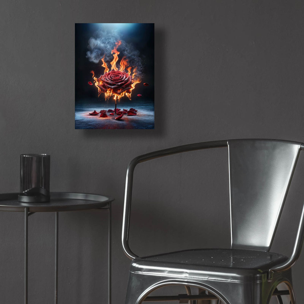 Red Rose On Fire 2 by Rey Klimt - 12x16 acrylic wall art in a room