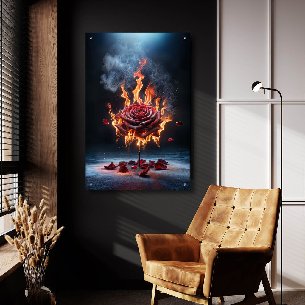 Red Rose On Fire 2 by Rey Klimt - 24x36 acrylic wall art in a room