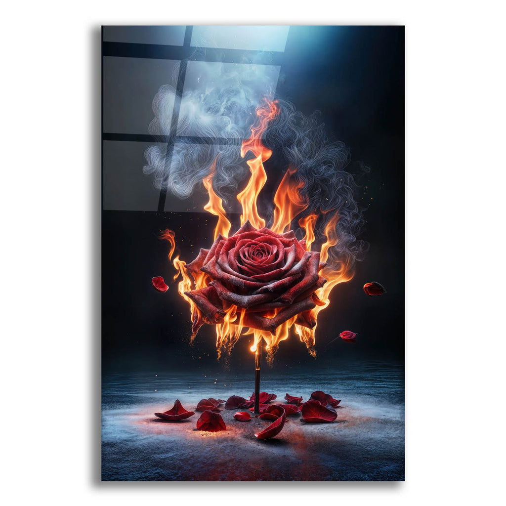 Red Rose On Fire 2 by Rey Klimt acrylic glass wall art