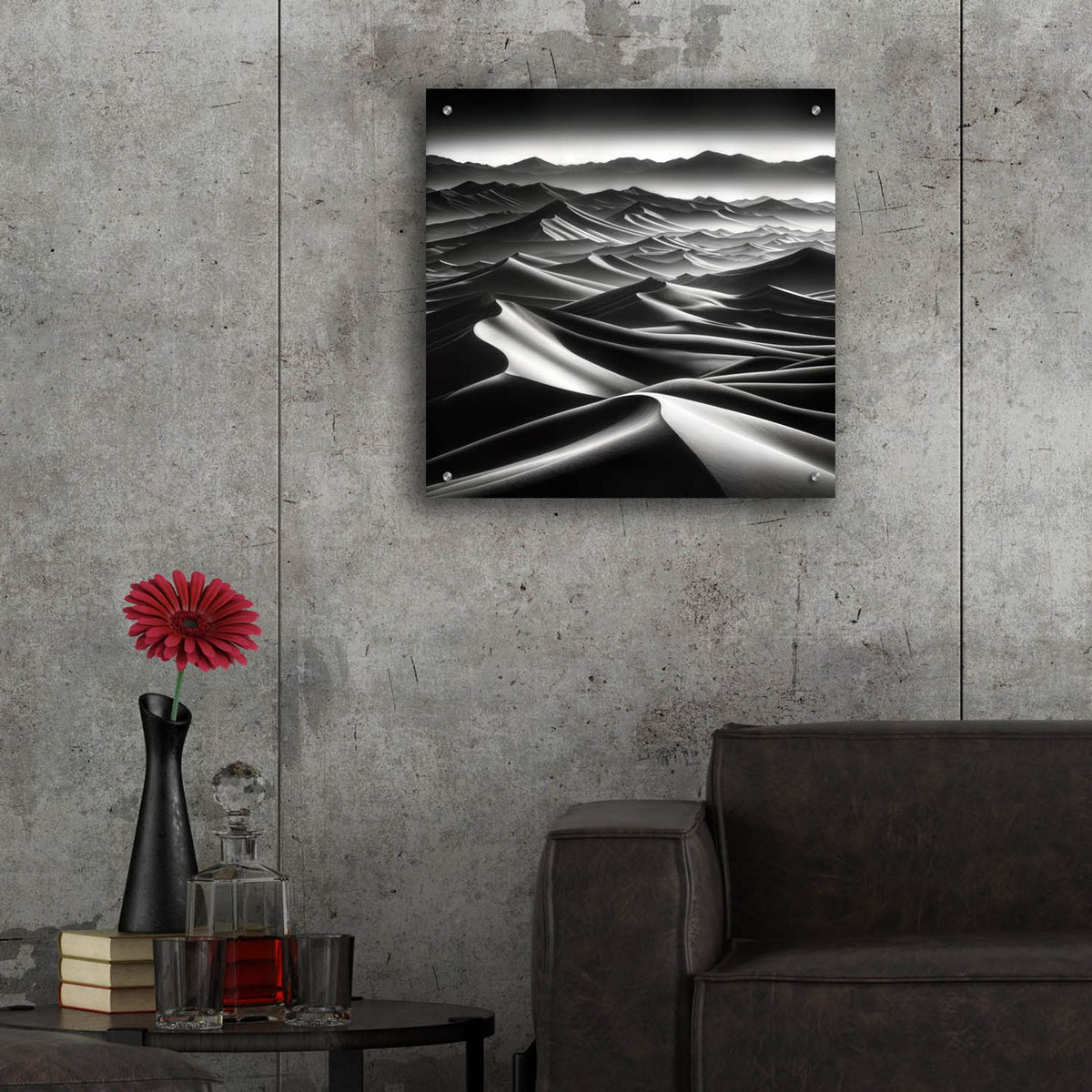 Sand Dunes B&w 5 by Rey Klimt - 24x24 acrylic wall art in a room