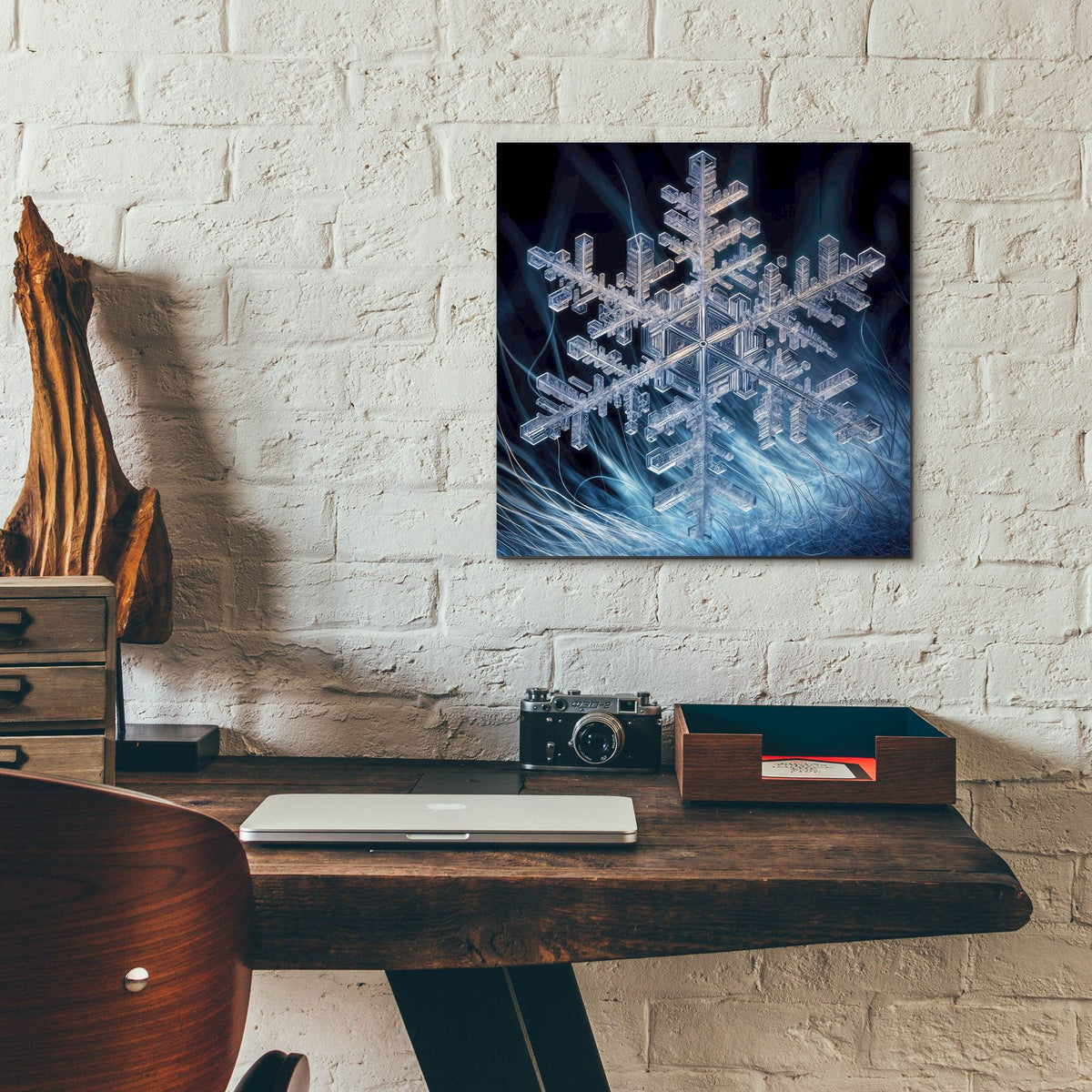 Snowflake 3 by Rey Klimt - 12x12 acrylic wall art in a room