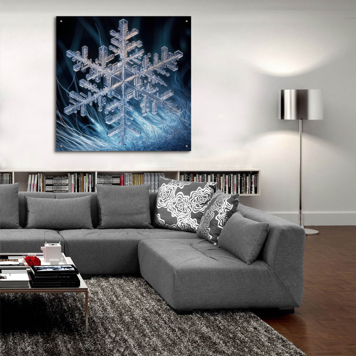Snowflake 3 by Rey Klimt - 36x36 acrylic wall art in a room