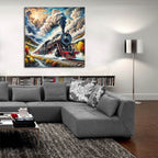 Steam Locomotive In Fall Colors by Rey Klimt - 36x36 acrylic wall art in a room