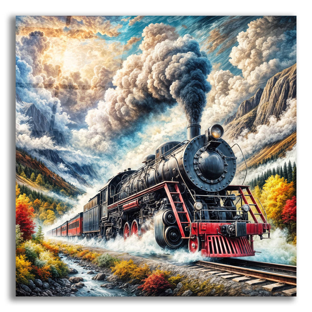 Steam Locomotive In Fall Colors by Rey Klimt acrylic glass wall art