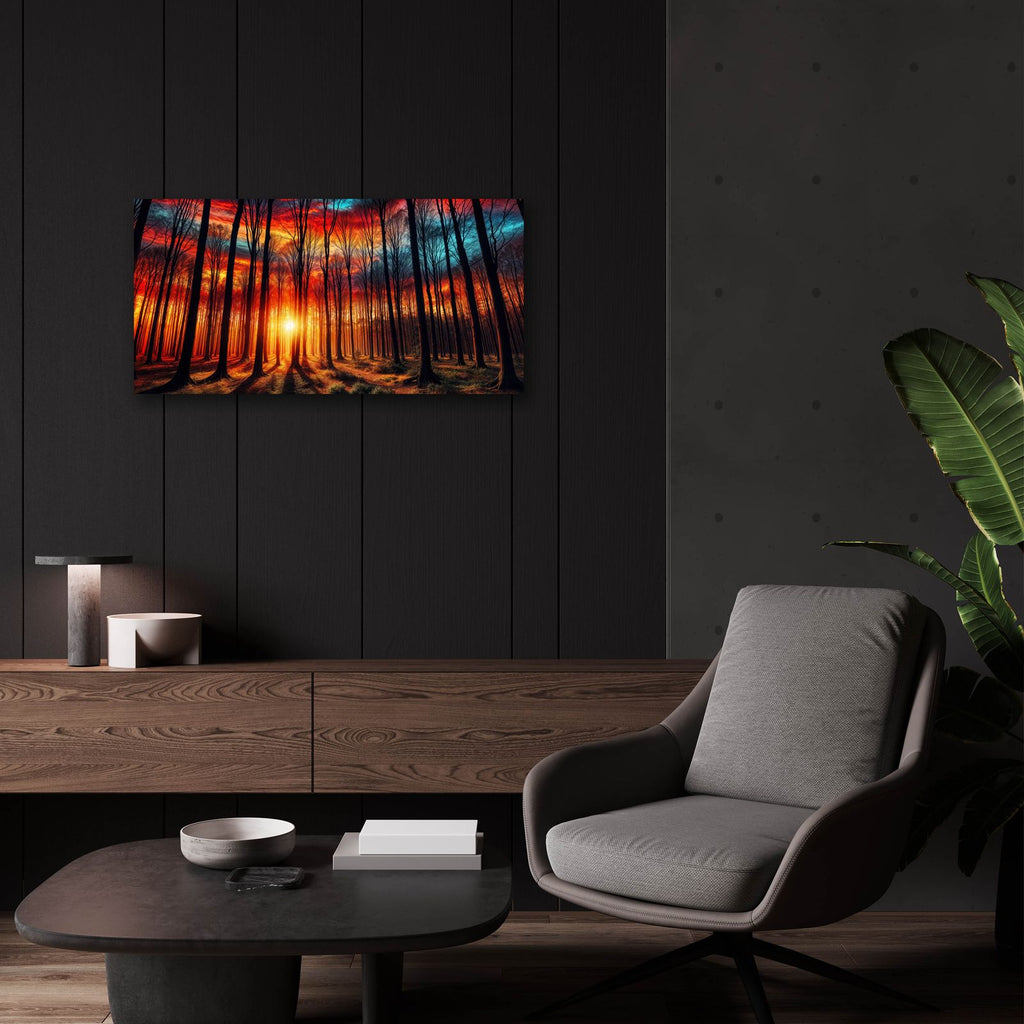 Sunset In Forest by Rey Klimt - 24x12 acrylic wall art in a room
