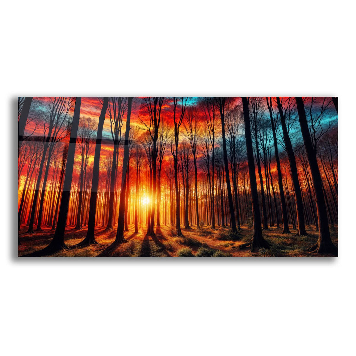 Sunset In Forest by Rey Klimt acrylic glass wall art