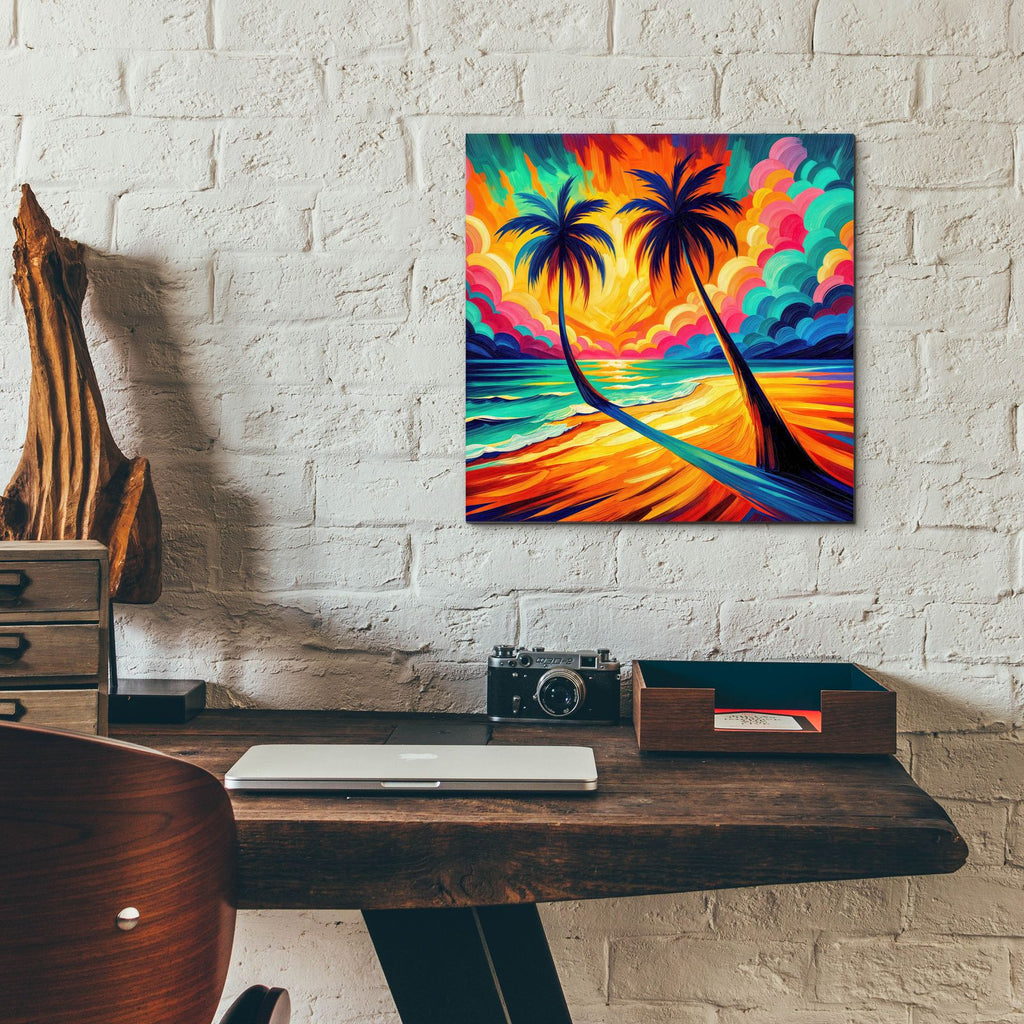 Two Palms by Rey Klimt - 12x12 acrylic wall art in a room