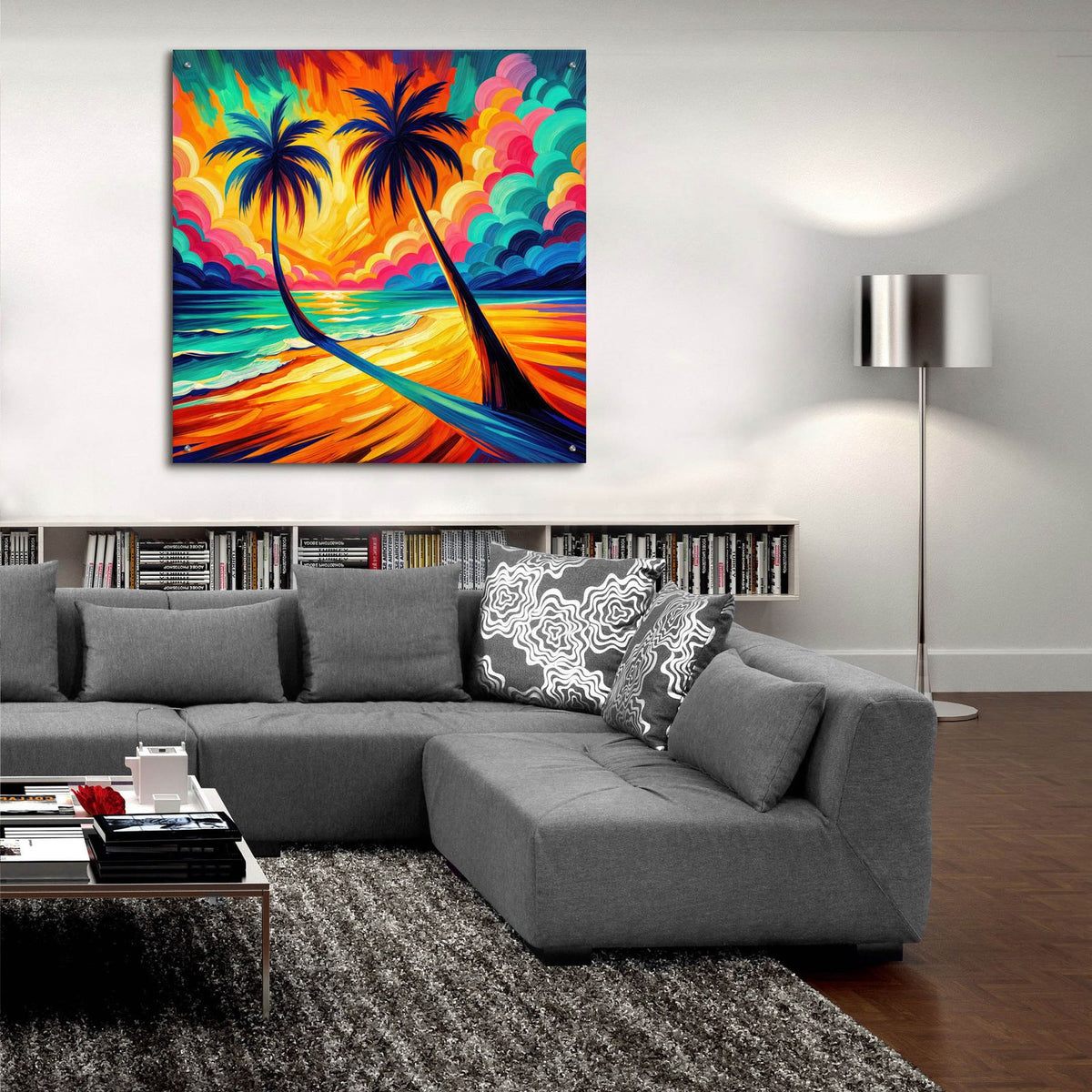 Two Palms by Rey Klimt - 36x36 acrylic wall art in a room