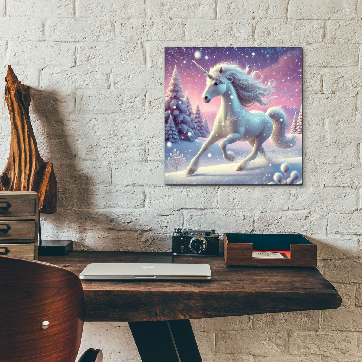 Unicorn Running by Rey Klimt - 12x12 acrylic wall art in a room