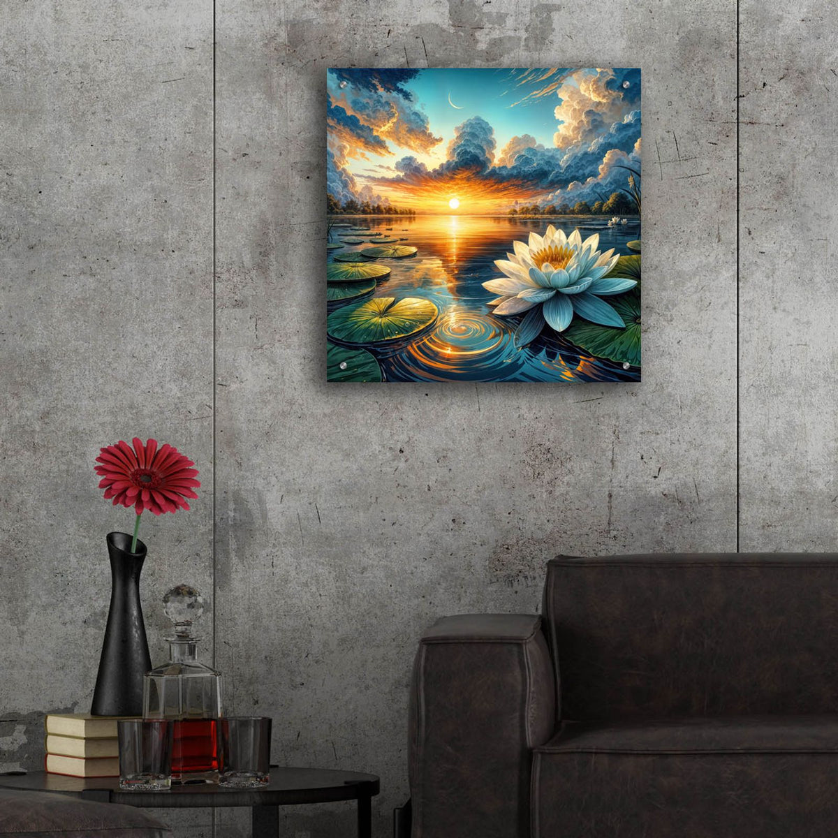 Water Lily by Rey Klimt - 24x24 acrylic wall art in a room