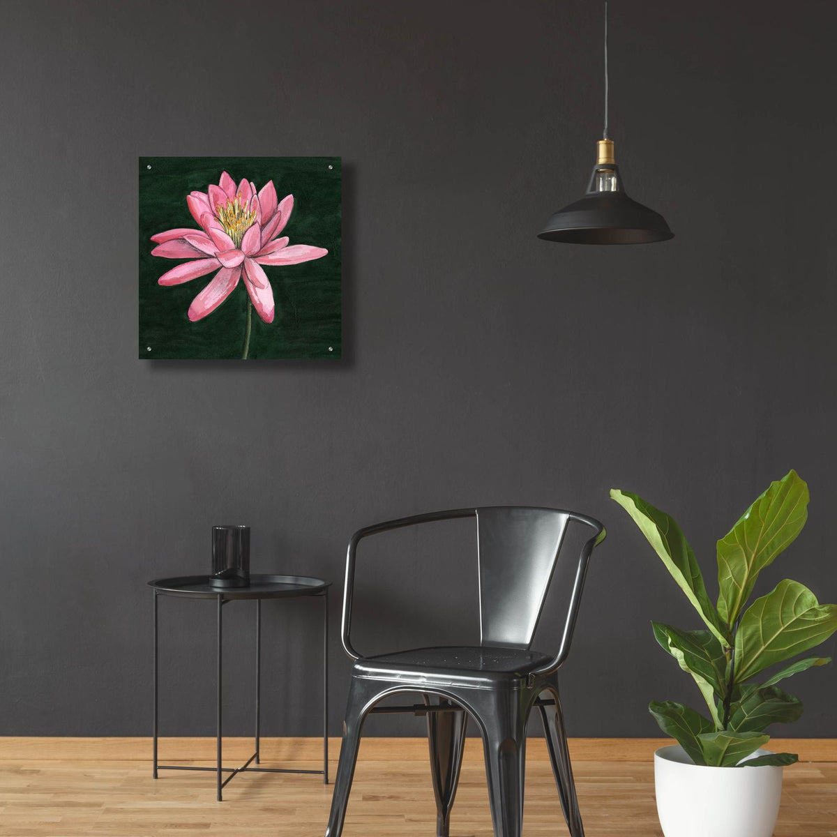 Pink Waterlily 1 by Alicia Longley - 24x24 acrylic wall art in a room