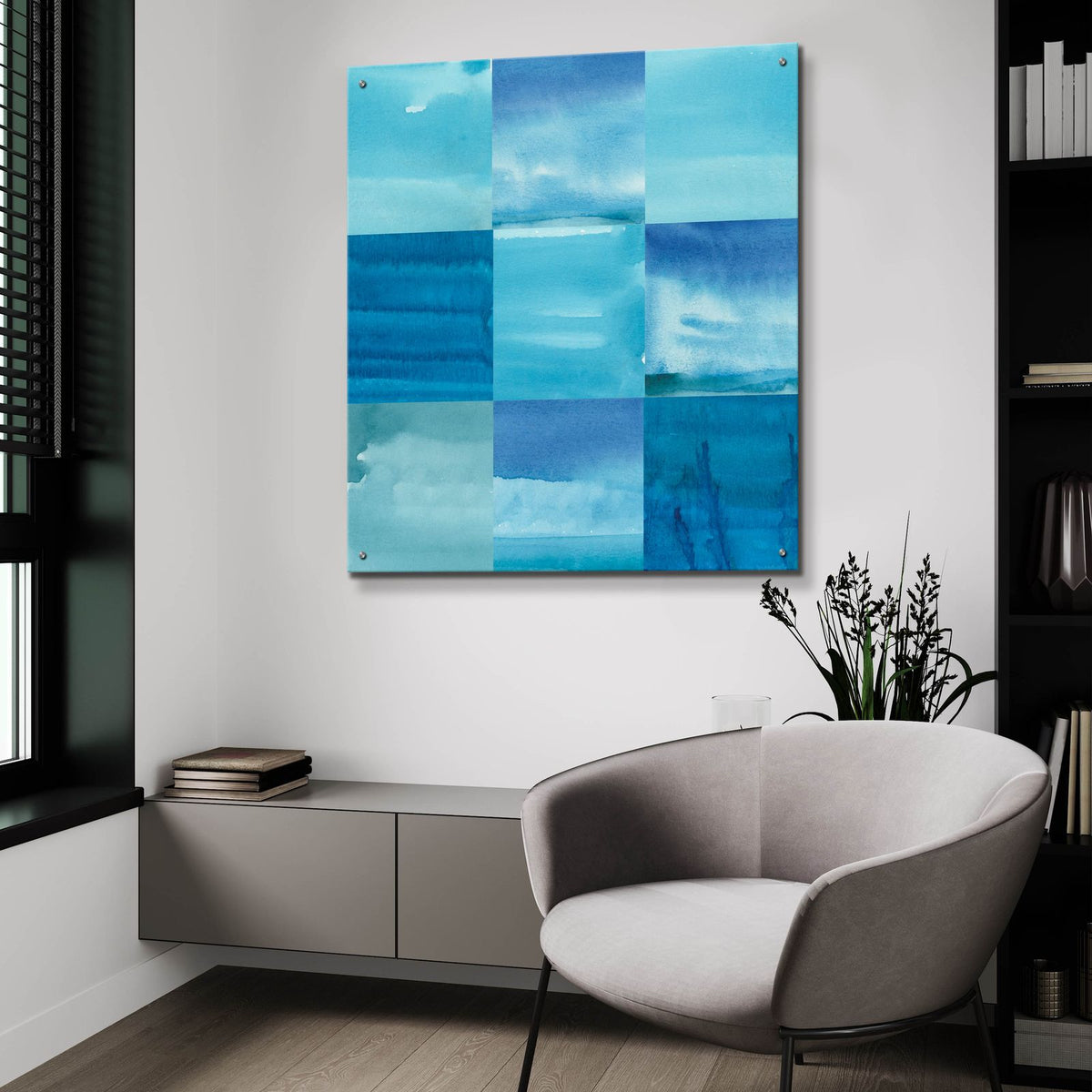 Blue Jean Blues 2 by Alicia Longley - 36x36 acrylic wall art in a room