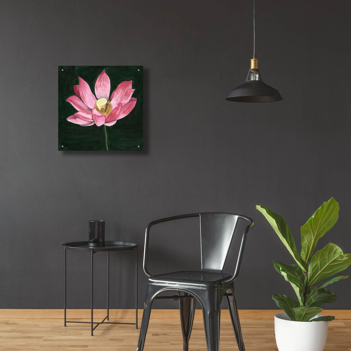 Pink Waterlily 2 by Alicia Longley - 24x24 acrylic wall art in a room